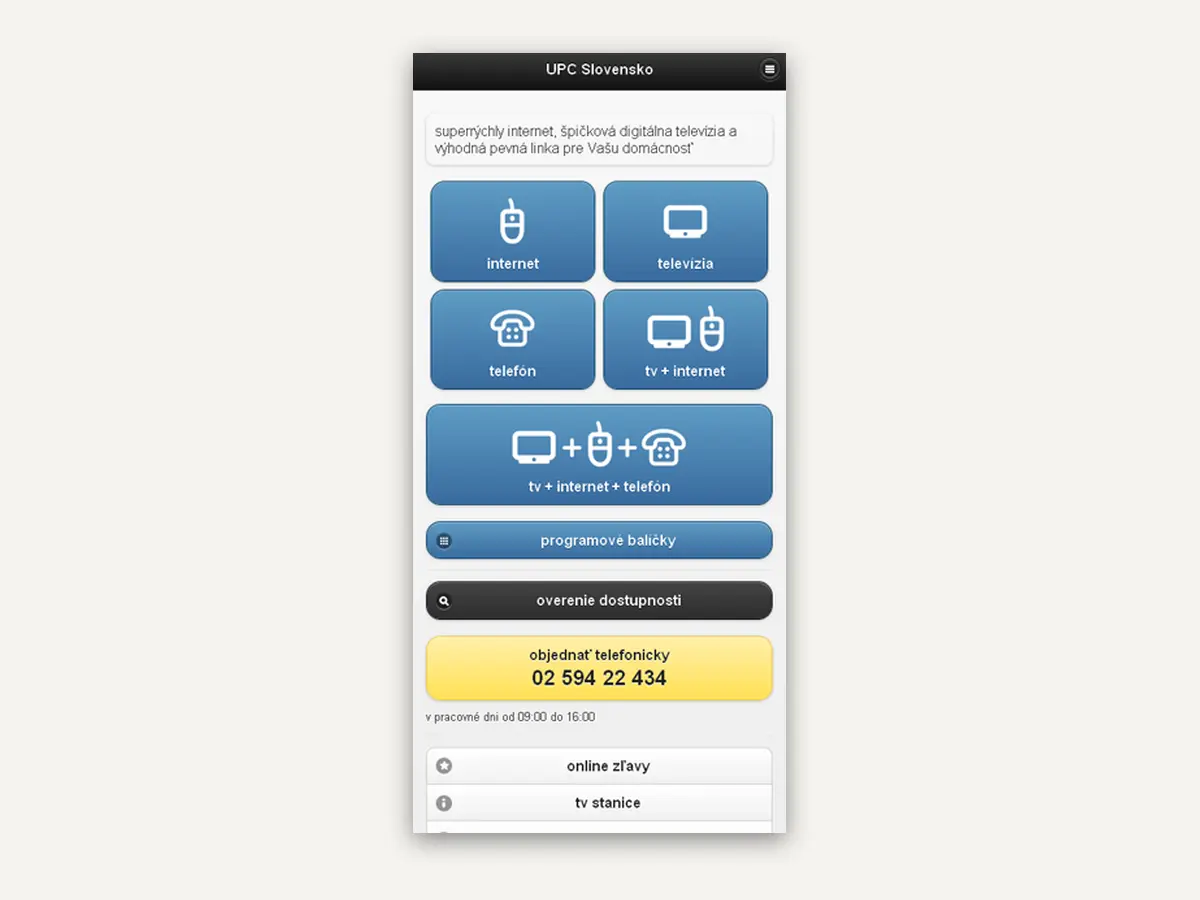 UPC Mobile site