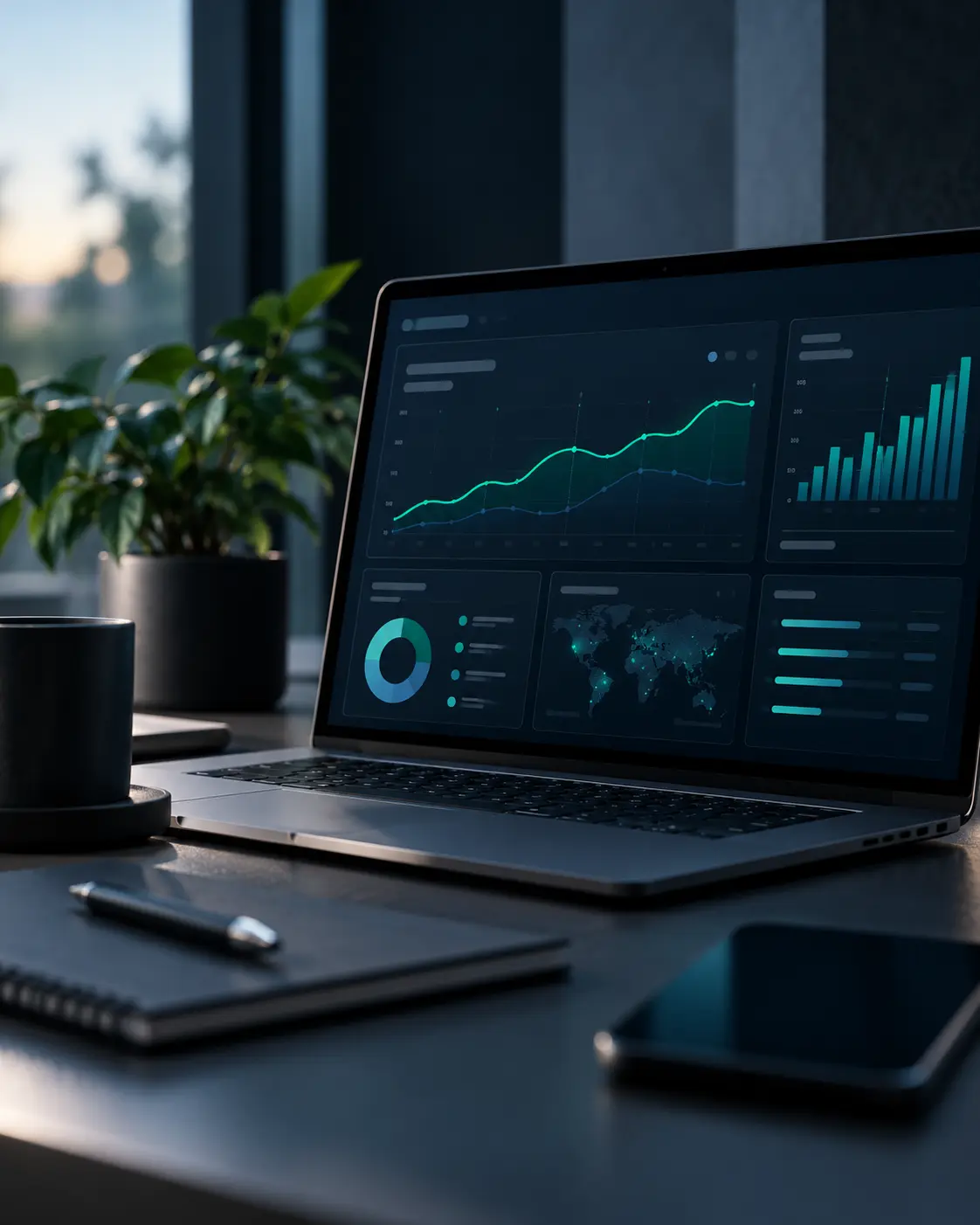Editorial graphic showing software development connected to analytics and improvement