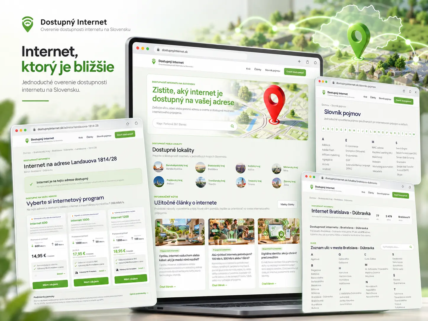 DostupnýInternet.sk platform showcase